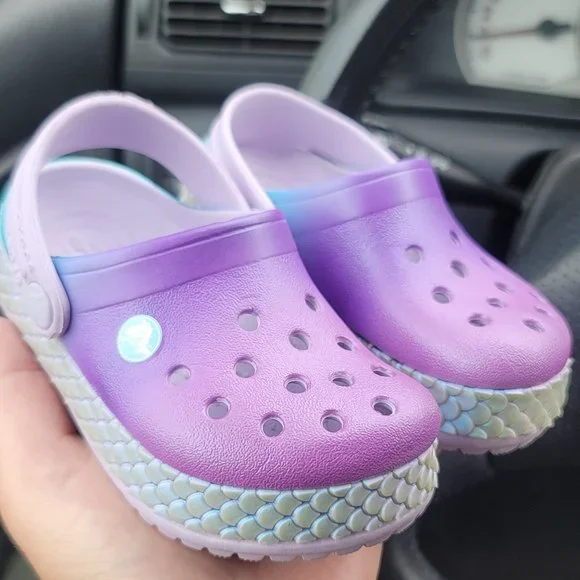 Crocs Kids Mermaid Lavender Metallic Clogs